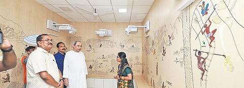 Chief Minister Naveen Patnaik going round the Tribal Museum Complex, in Bhubaneswar on Monday | Express