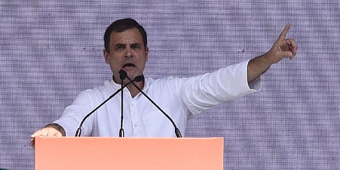 Congress leader Rahul Gandhi at the 'Mehngai par halla bol' rally at Ramlila Maidan in New Delhi on September 2022. (Photo | Parveen Negi, EPS)
