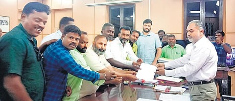 Activists submitting petition to Collector L Mohamed Mansoor on Monday | Express