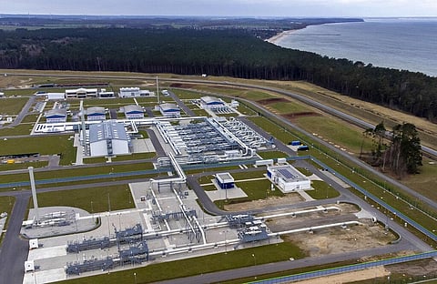 Pipes at the landfall facilities of the 'Nord Stream 2' gas pipline are pictured in Lubmin, northern Germany, on Feb. 15, 2022. (Photo | AP)