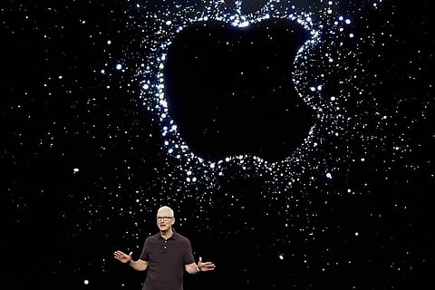 Apple CEO Tim Cook speaks at an Apple event (Photo | AP)