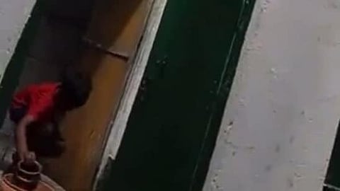 A video screengrab shows students of a government school in Ballia, Uttar Pradesh being made to clean toilets.