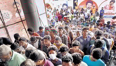 Fans at Albert Theatre, Egmore, for the first show of the movies | J Allen Egenuse