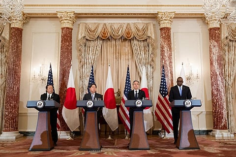The envoys of Japan and United States at a press conference in Washington DC, on Jan 11, 2023. (Photo | AFP)