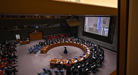 A general view shows a UN Security Council meeting. (Photo | AFP)