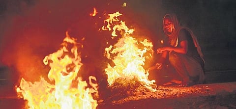 Residents of Kannagi Nagar celebrating Bhogi festival on Saturday | Ashwin Prasath