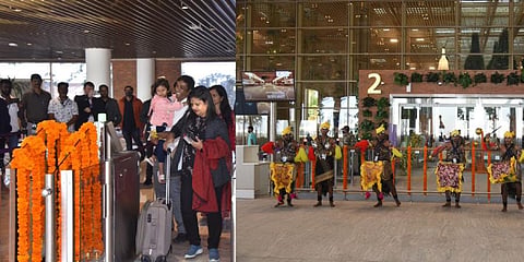 Celebrations at T2 to mark launch of commercial operations today.(Photo | Express)