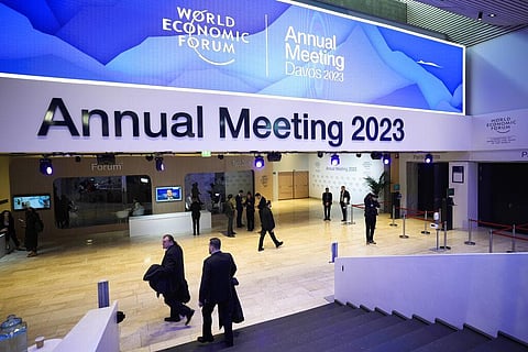 People gather in the Davos Congress Center prior to the start of the World Economic Forum in Davos, Switzerland Monday, Jan. 16, 2023. (Photo | AP)