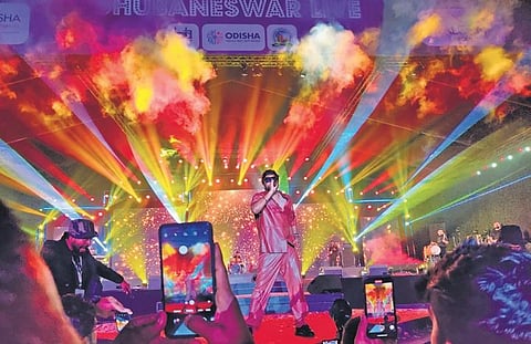 singer Guru Randhawa performs at the event, in Bhubaneswar on Sunday | Express/Shiba Prasad Sahu