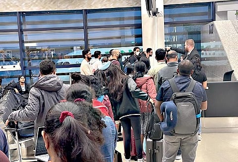 Passengers from the Bengaluru-Paris Air France flight, after they were deplaned in Vienna on Sunday.