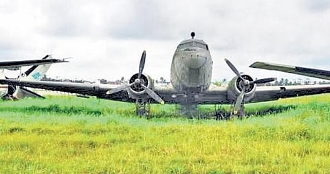 The DC-3 aircraft at Netaji Subhas Chandra Bose International Airport in Kolkata
