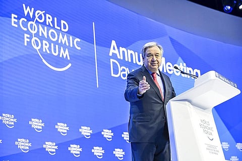 United Nations Secretary-General Antonio Guterres speaks during the 53rd annual meeting of the World Economic Forum, WEF, in Davos, Switzerland, Wednesday, Jan. 18, 2023. (Photo | AP)