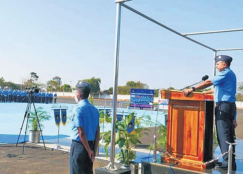 Air Marshal Manvendra Singh addressing the Agniveer Vayu recruits