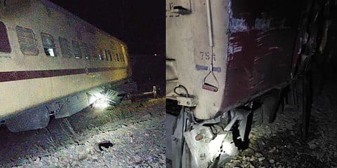 Derailed coaches of Bandra Terminus – Jodhpur Suryanagari Express .(Photo | Special arrangement)