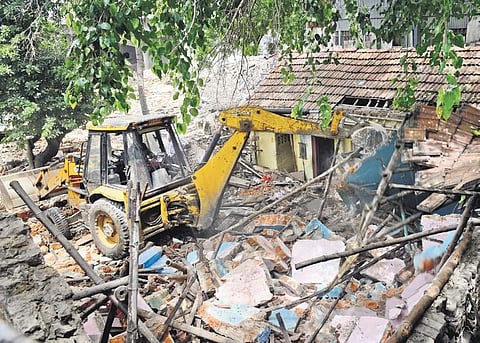 Picture of a building being demolished. For representational purpose only