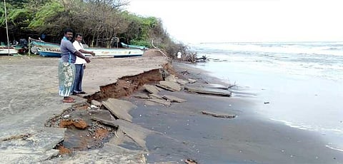Coastal erosion is largely linked to climate change and man-made intervention. (Photo | EPS)