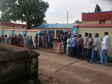 Representational image of tribal voters at a polling booth. | (Photo | EPS)