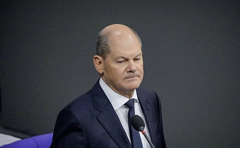 German Chancellor Olaf Scholz speaks to the lawmakers in the German parliament Bundestag in Berlin, Wednesday, Jan. 25, 2023. (Photo | AP)