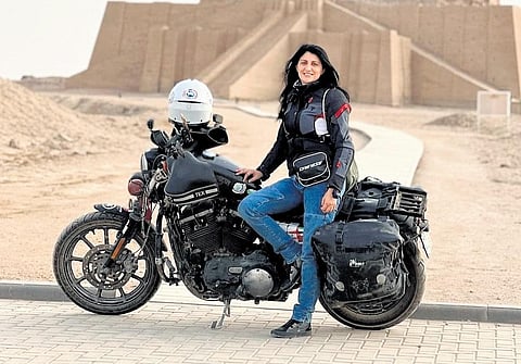 Solo female bike rider from Italy wins hearts on her Guntur halt