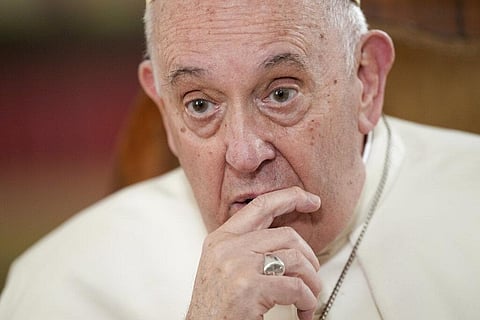 Pope Francis speaks during an interview with The Associated Press at the Vatican, Tuesday, Jan. 24, 2023. (Photo | AP)