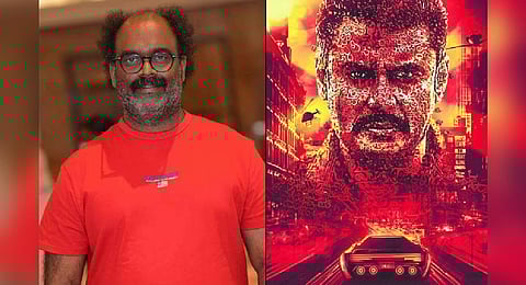 V Harikrisha and poster of the movie 'Kranti'