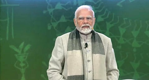Prime Minister Narendra Modi during 'Pariksha Pe Charcha' programme on Friday.