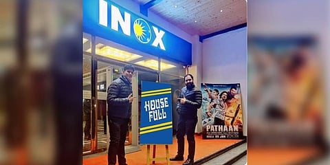 Housefull board infront of INOX in Kashmir (Photo | Twitter)