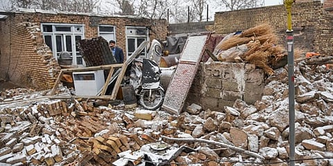 A picture shows the damage after an earthquake struck the city of Khoy in Iran's West Azerbaijan province on January 29, 2023. (Photo | AFP)