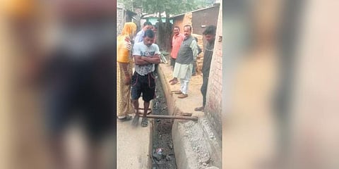 An open drain at Bhawanipur Basti.