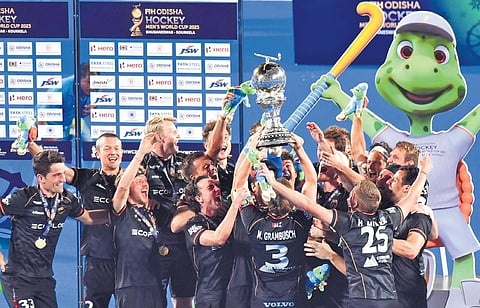 Germany players rejoice after their win against Belgium | SHIBA PRASAD SAHU