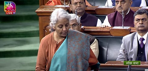Finance Minister Nirmala Sitharaman tables the Economic Survey in Lok Sabha. (Sansad TV screengrab)