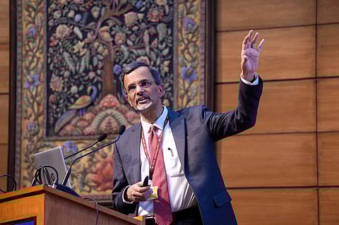Chief Economic Advisor V Anantha Nageswaran speaks after presenting the Economic Survey 2022-23 during a press conference, in New Delhi, Tuesday, Jan. 31, 2023. (Photo | PTI)