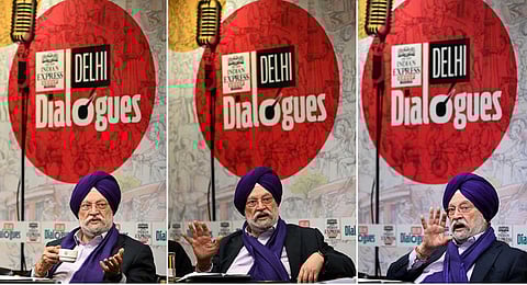 Union petroleum minister Hardeep Singh Puri at The New Indian Express’ Delhi Dialogues event. (ENS)