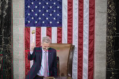 Incoming House Speaker Kevin McCarthy of California, holds the gavel on the House floor at the U.S. Capitol in Washington. (Photo | AP)