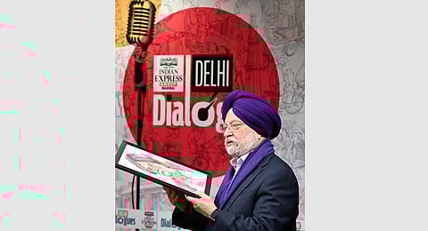Union petroleum minister Hardeep Singh Puri at The New Indian Express’ Delhi Dialogues event. (ENS)