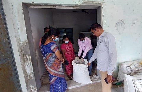 District Rural Development Agency (DRDA) Project Director A Lalitha inspects the unit of plastic buy-back schemein Irur village in Perambalur. (File photo)