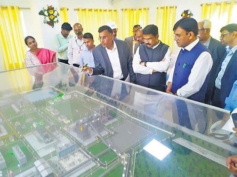 Union Ministers Mandaviya and Pradhan reviewing the project on Saturday | Express