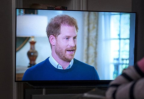 Prince Harry being interviewed by ITV's Tom Bradby, during 'Harry: The Interview,' two days before his controversial autobiography 'Spare' is published, Jan. 8, 2023. (Photo | AP)