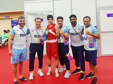 Parveen with the support staff after her victory on Sunday (Photo | BFI)
