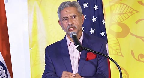 External Affairs Minister S Jaishankar speaks at an event organised by the Embassy of India, in Washington D.C., October 1, 2023. (Photo | X@IndianEmbassyUS)