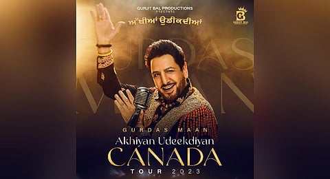 Poster of Gurdas Maan's 'Akhiyaan Udeekdiyan' Canada tour