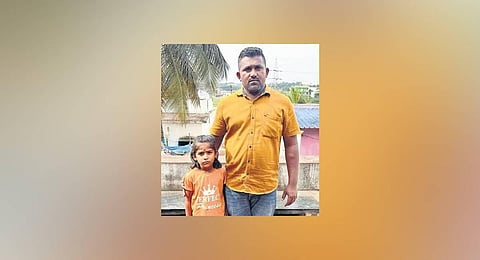 Shruti Kulavi with Manjunath Hebsur, who helped her get help from cricketer K L Rahul | Express