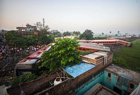 Rescue operation being conducted a day after six coaches of the Delhi-Kamakhya North East Express derailed near Raghunathpur station in Buxar district, Thursday, Oct. 12, 2023. (Photo | PTI)