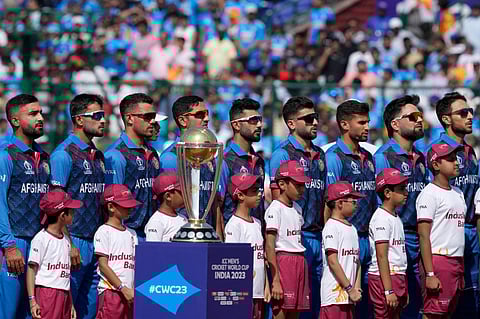 Afghanistan players ahead of their match against India in New Delhi | AP)