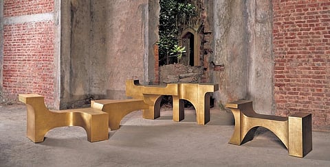 Each handmade piece demonstrates his mastery of metal, and explores and celebrates a range of heritage techniques in the medium, which have existed in India since the 3rd or 4th century BC.