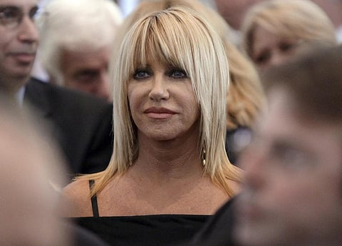 FILE - Suzanne Somers seen during the funeral services for Merv Griffin at the Church of the Good Shepherd in Beverly Hills, Aug 17, 2007. (Photo | AP)