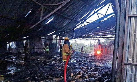 The cracker shop at Rengapalayam was gutted on Tuesday. (Photo | K K Sundar)