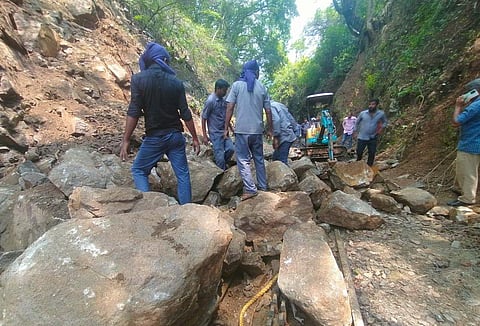 Three train operations between Mettupalayam and Udhagamandalam were called off following landslides occurred between Kallar- Hillgrove railway stations. (Photo | Express)
