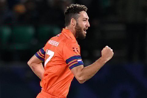 After picking up 17 wickets for Gloucestershire in the domestic One-Day Cup, Van Meekeren earned a place in the national side that has travelled to the World Cup (Photo | AFP)