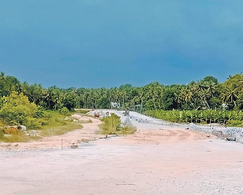The connecting road starting from port site at Vizhinjam